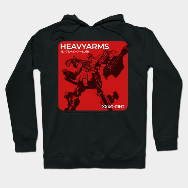 gundam heavyarms- red stencil Hoodie by Thermul Bidean